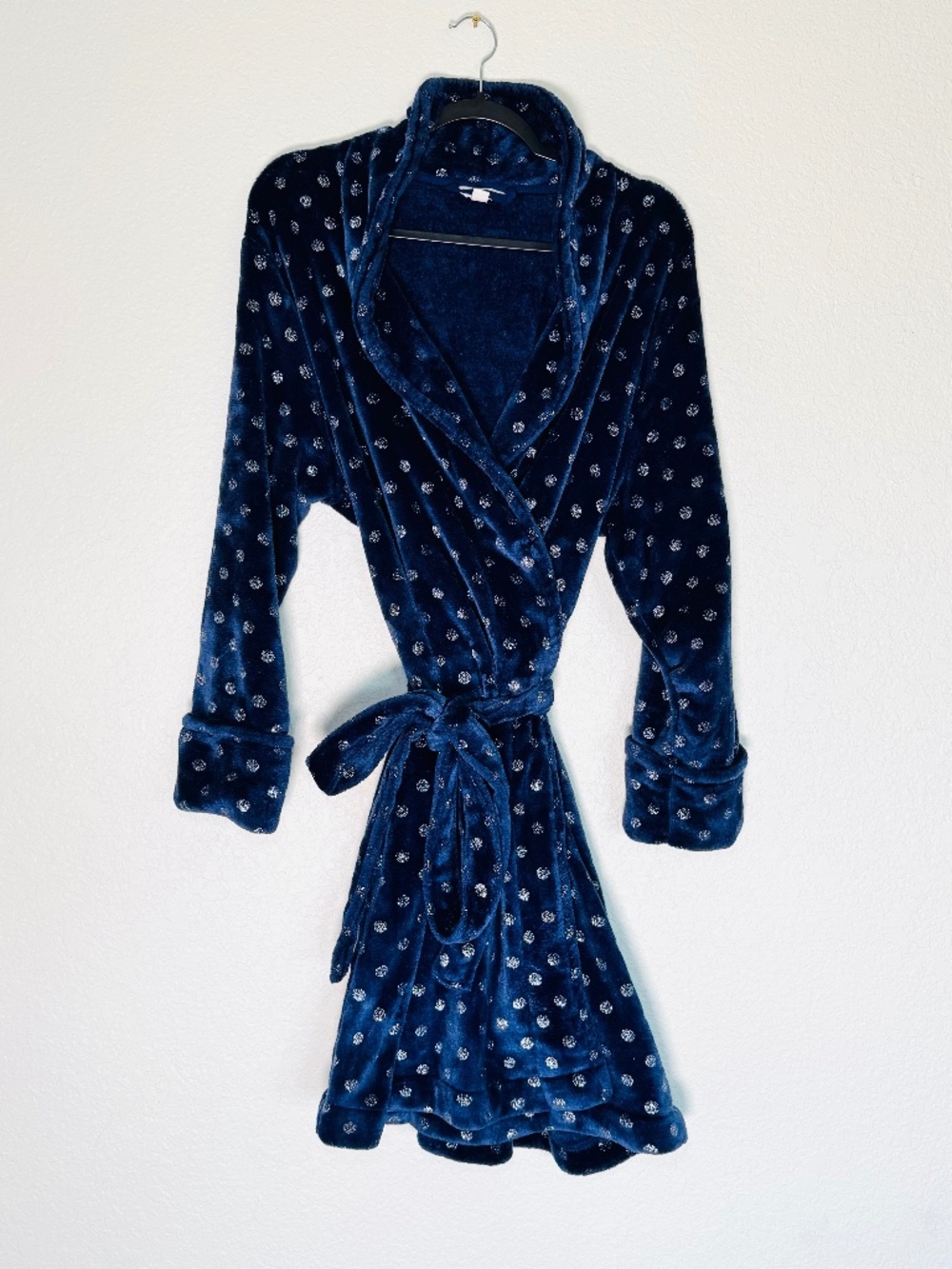 Charter Club Intimates Robe Womens XXL Plush Dark Blue Sparkles Winter SOFT Cozy